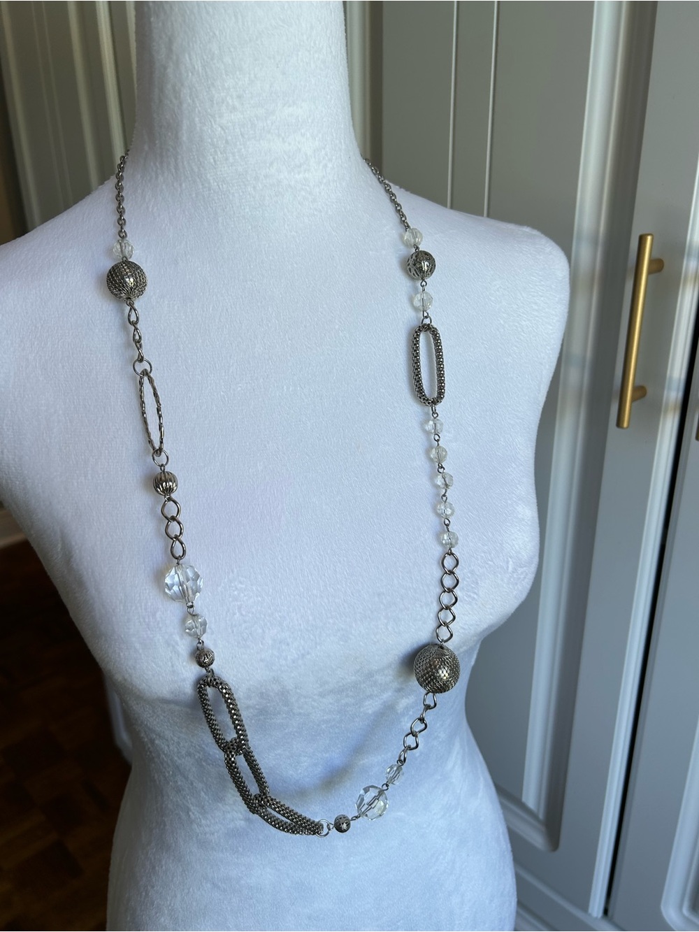 Silver and Clear Beaded Necklace